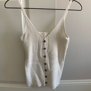 H&M Women’s Off White Knitted Ribbed Button Down Tank Top